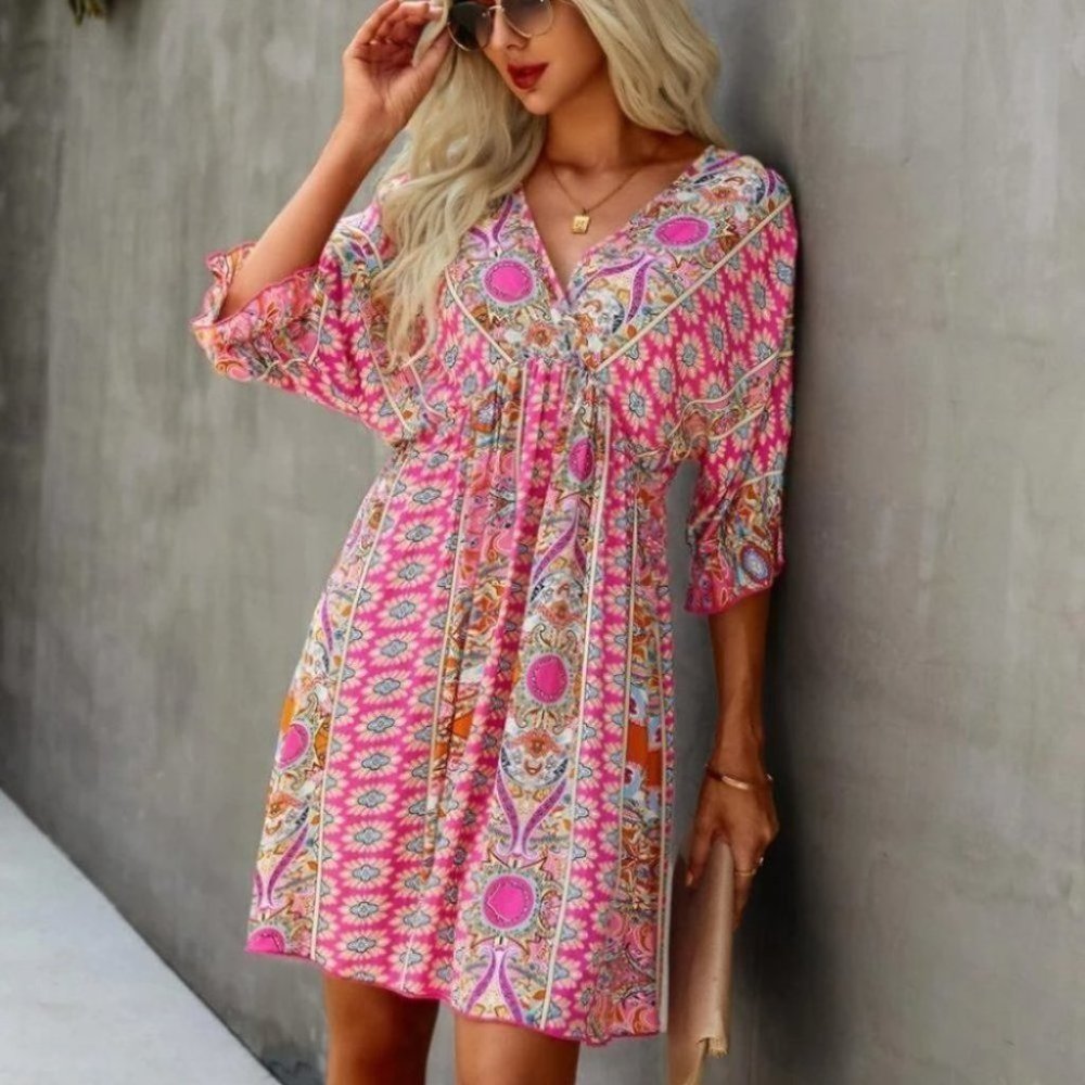 Pink printed Mini Dress - Picture 5 of 10